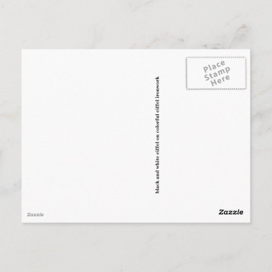 eiffel in zwart - wit op kleurrijk eiffeltje briefkaart (Achterkant)