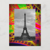 eiffel in zwart - wit op kleurrijk eiffeltje briefkaart (Voorkant)