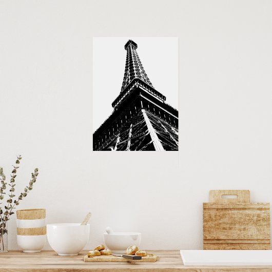 Eiffel op wit poster (Keuken)