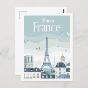 Eiffel Parijs Frankrijk Vintage Beroemde Reisplaat Briefkaart