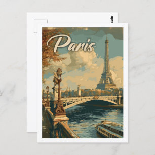 Eiffel Parijs Frankrijk Vintage Beroemde Reisplaat Briefkaart