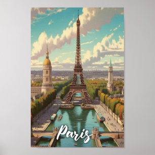 Eiffel Parijs Frankrijk Vintage Beroemde Reisplaat Poster