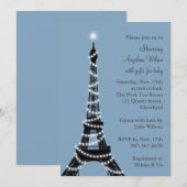 Eiffel Tower Baby shower Invitation (blauw) Kaart (Voorkant / Achterkant)