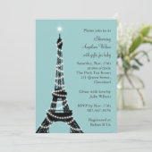 Eiffel Tower Baby shower Invitation (turquoise) Kaart (Staand voorkant)