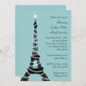 Eiffel Tower Baby shower Invitation (turquoise) Kaart (Voorkant / Achterkant)