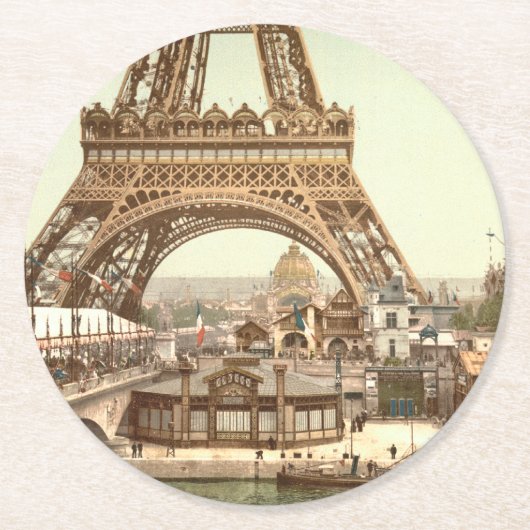 Eiffel Tower Base, Parijs, Frankrijk Ronde Kartonnen Onderzetter (Voorkant)