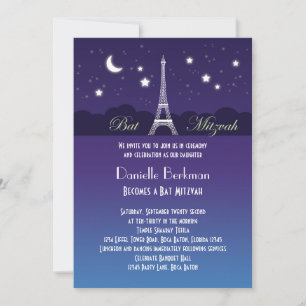Eiffel Tower Bat Mitzvah Uitnodiging