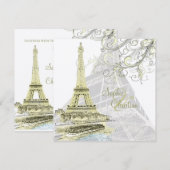 Eiffel Tower+bateau mouche+swirls bruiloft Kaart (Voorkant / Achterkant)