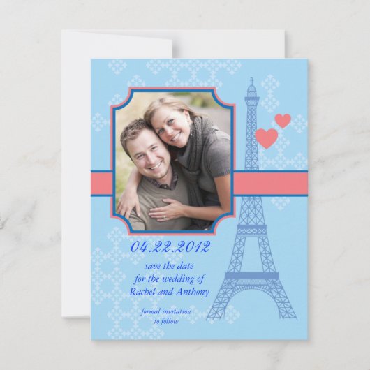Eiffel Tower bewaart de uitnodiging van de Datum v (Voorkant)