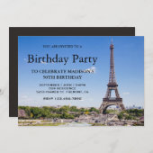 Eiffel Tower Birthday Party Kaart (Voorkant / Achterkant)