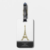 Eiffel Tower Black Modern Paris Word Custom Frankr Bagagelabel (Achterkant verticaal)