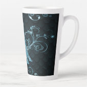 Eiffel Tower Blue Floral Swirls Latte Mok (Rechts)