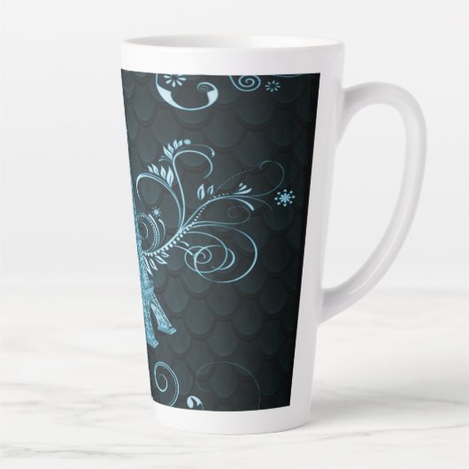 Eiffel Tower Blue Floral Swirls Latte Mok (Rechts)