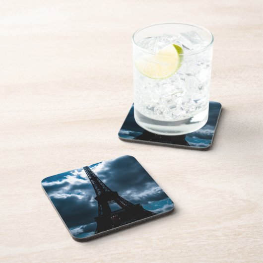 Eiffel Tower Blue Night Bier Onderzetter (Rechterzijde)