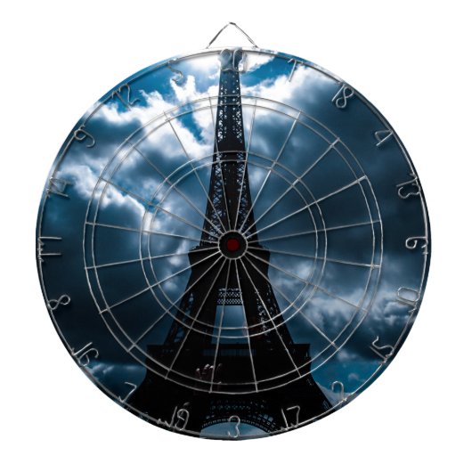 Eiffel Tower Blue Night Dartbord (Voorkant)