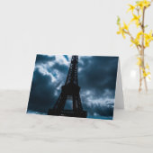 Eiffel Tower Blue Night Kaart (Gele Bloem)