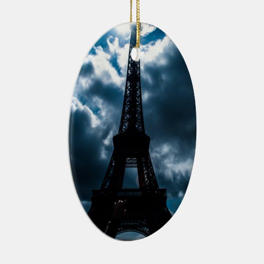 Eiffel Tower Blue Night Keramisch Ornament (Rechts)