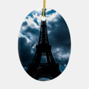 Eiffel Tower Blue Night Keramisch Ornament