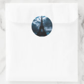 Eiffel Tower Blue Night Ronde Sticker (Tas)