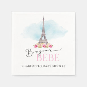 Eiffel Tower Bonjour Baby shower Paper Napkins Servet