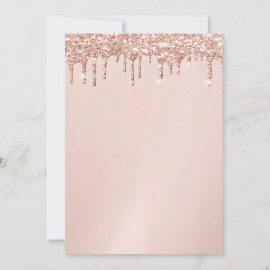 Eiffel Tower,Bow Rose Gold Drips Quinceañera Kaart (Achterkant)