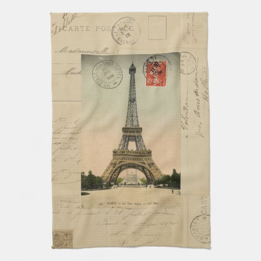 Eiffel Tower Briefkaart Kitchen Towel Theedoek (Verticaal)