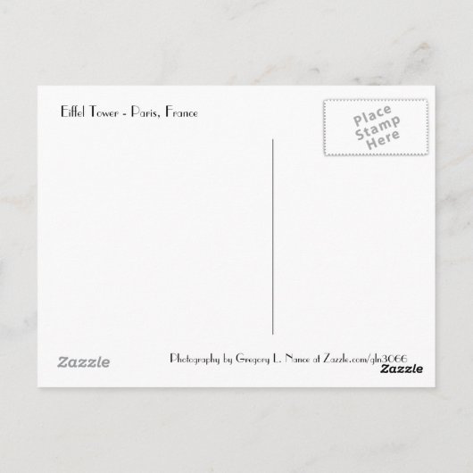 Eiffel Tower, Briefkaart Parijs Frankrijk (Achterkant)