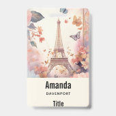 Eiffel Tower Butterflies and Flowers Badge (Back)