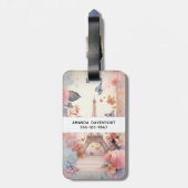 Eiffel Tower Butterflies and Flowers Bagagelabel (Achterkant verticaal)