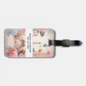 Eiffel Tower Butterflies and Flowers Bagagelabel (Achterkant horizontaal)