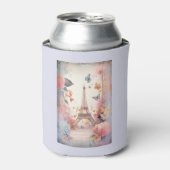 Eiffel Tower Butterflies and Flowers Blikjeskoeler (Blikje Voorkant)