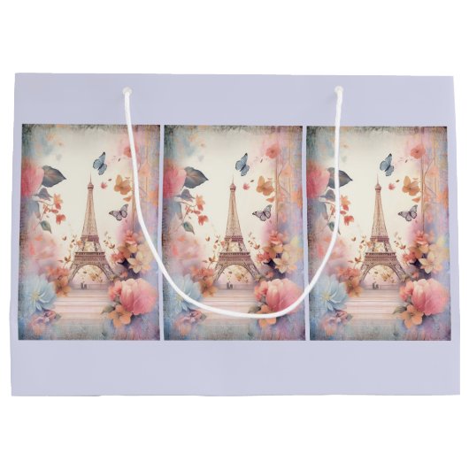 Eiffel Tower Butterflies and Flowers Groot Cadeauzakje (Achterkant)
