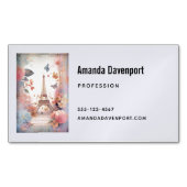 Eiffel Tower Butterflies and Flowers Magnetisch Visitekaartje (Voorkant)