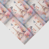 Eiffel Tower Butterflies and Flowers Pattern Tissuepapier (Detail)