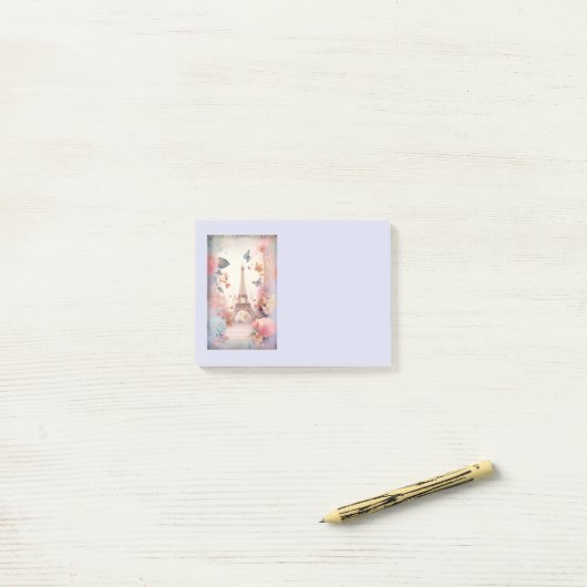 Eiffel Tower Butterflies and Flowers Post-it® Notes (Op bureau)