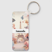Eiffel Tower Butterflies and Flowers Sleutelhanger (Achterkant)