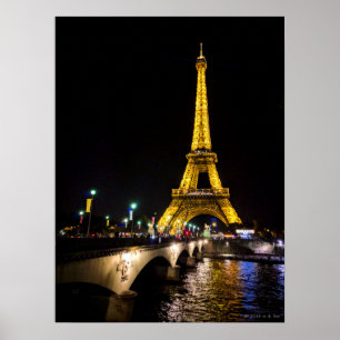 Eiffel Tower by Night over in Parijs, Poster Frank
