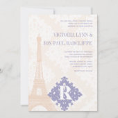 Eiffel Tower  Damask Silver Peony Lavender Kaart (Voorkant)
