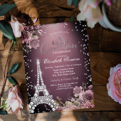 Eiffel Tower Diamonds Dark Roses Burgundy Kaart