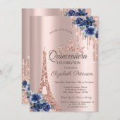 Eiffel Tower, Drivers Blue Quinceañera Kaart (Voorkant / Achterkant)