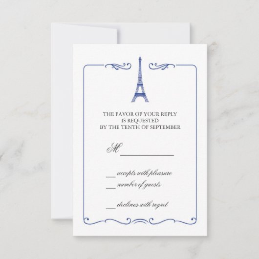 Eiffel Tower Elegant RSVP Card Invitation (Devant)