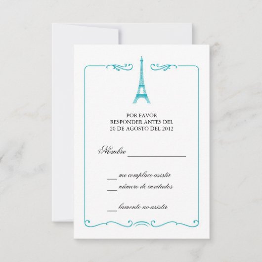 Eiffel Tower Elegant RSVP Card Invitation (Devant)