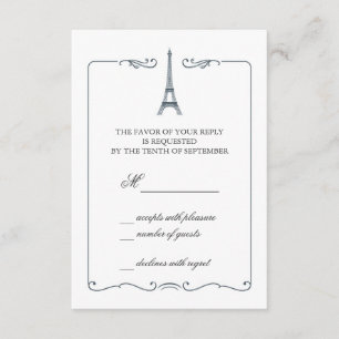 Eiffel Tower Elegant RSVP Card Invitation