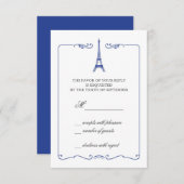 Eiffel Tower Elegant RSVP-kaart Uitnodiging (Voorkant / Achterkant)