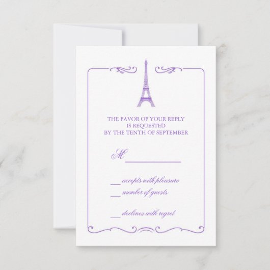 Eiffel Tower Elegant RSVP-kaart Uitnodiging (Voorkant)