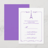 Eiffel Tower Elegant RSVP-kaart Uitnodiging (Voorkant / Achterkant)