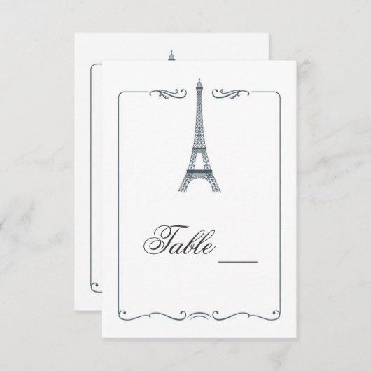 Eiffel Tower Elegant Table Card Kaart (Voorkant / Achterkant)
