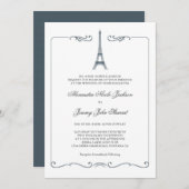 Eiffel Tower Elegant Wedding Invitation Kaart (Voorkant / Achterkant)