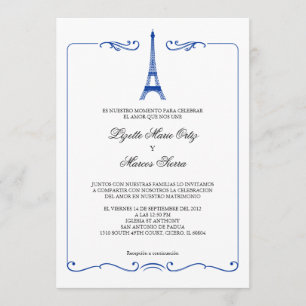 Eiffel Tower Elegant Wedding Invitation Kaart