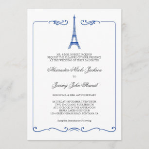 Eiffel Tower Elegant Wedding Invitation Kaart